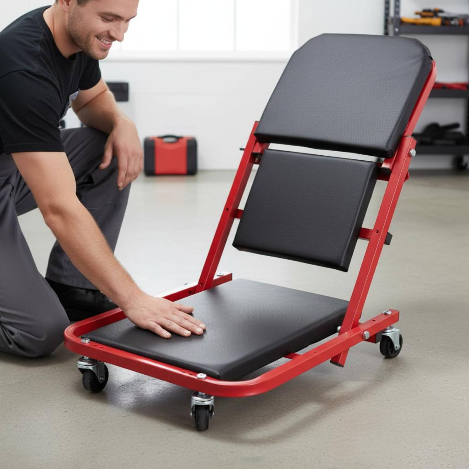 Asiento de mecánico plegable 2 - Heavy Equipment Garage reseña y precio